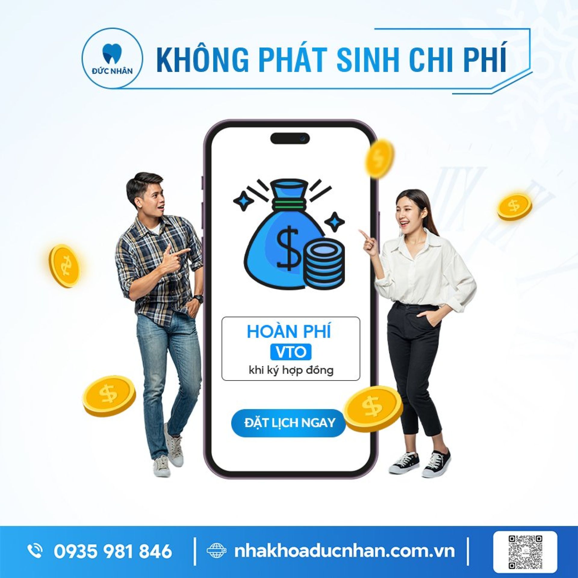 Tất cả khách hàng ký hợp đồng niềng răng tại Đức Nhân đều được hoàn phí VTO